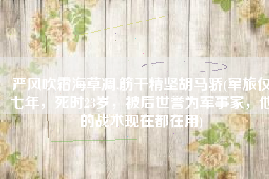 严风吹霜海草凋,筋干精坚胡马骄(军旅仅七年，死时23岁，被后世誉为军事家，他的战术现在都在用)