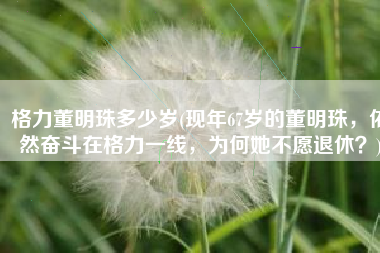 格力董明珠多少岁(现年67岁的董明珠，依然奋斗在格力一线，为何她不愿退休？)