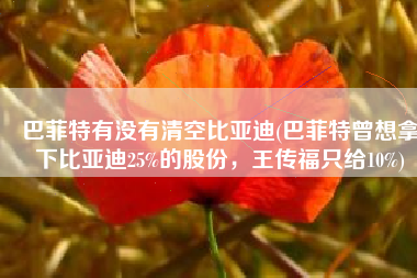 巴菲特有没有清空比亚迪(巴菲特曾想拿下比亚迪25%的股份，王传福只给10%)