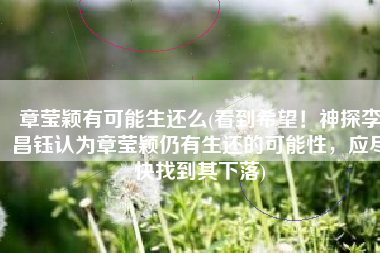 章莹颖有可能生还么(看到希望！神探李昌钰认为章莹颖仍有生还的可能性，应尽快找到其下落)
