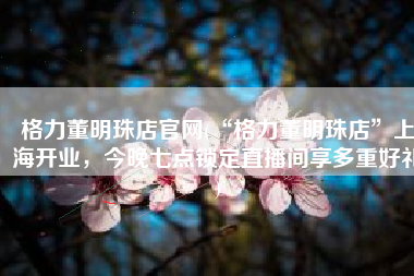 格力董明珠店官网(“格力董明珠店”上海开业，今晚七点锁定直播间享多重好礼)