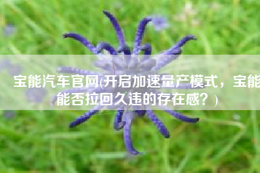 宝能汽车官网(开启加速量产模式，宝能能否拉回久违的存在感？)