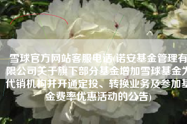 雪球官方网站客服电话(诺安基金管理有限公司关于旗下部分基金增加雪球基金为代销机构并开通定投、转换业务及参加基金费率优惠活动的公告)