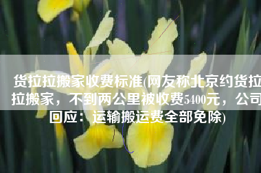 货拉拉搬家收费标准(网友称北京约货拉拉搬家，不到两公里被收费5400元，公司回应：运输搬运费全部免除)