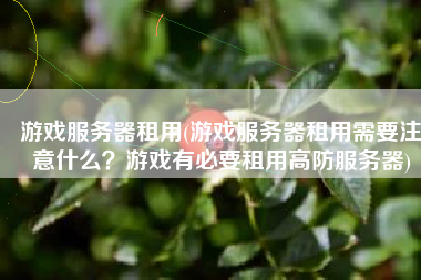 游戏服务器租用(游戏服务器租用需要注意什么？游戏有必要租用高防服务器)
