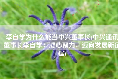 李自学为什么能当中兴董事长(中兴通讯董事长李自学：凝心聚力，迈向发展新征程)