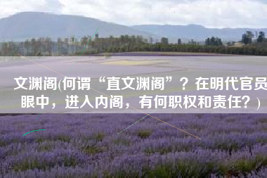 文渊阁(何谓“直文渊阁”？在明代官员眼中，进入内阁，有何职权和责任？)