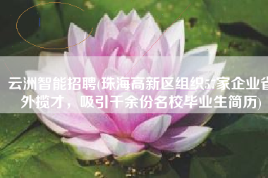 云洲智能招聘(珠海高新区组织57家企业省外揽才，吸引千余份名校毕业生简历)