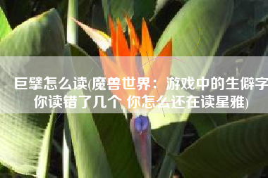 巨擘怎么读(魔兽世界：游戏中的生僻字你读错了几个 你怎么还在读星雅)