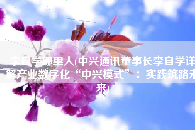 李自学哪里人(中兴通讯董事长李自学详解产业数字化“中兴模式”：实践筑路未来)