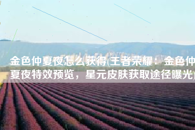 金色仲夏夜怎么获得(王者荣耀：金色仲夏夜特效预览，星元皮肤获取途径曝光)