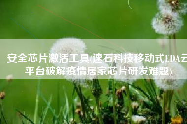 安全芯片激活工具(速石科技移动式EDA云平台破解疫情居家芯片研发难题)