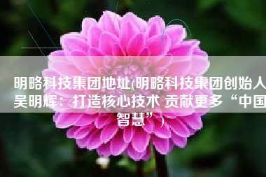 明略科技集团地址(明略科技集团创始人吴明辉：打造核心技术 贡献更多“中国智慧”)