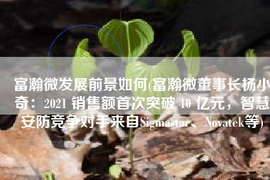 富瀚微发展前景如何(富瀚微董事长杨小奇：2021 销售额首次突破 10 亿元，智慧安防竞争对手来自Sigmastar、Novatek等)