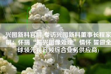 兴图新科官网(专访兴图新科董事长程家明：怀揣“振兴图像处理”情怀 誓做全球领先视音频综合业务供应商)