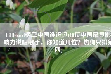 billboard榜单中国谁进过(10位中国最具影响力说唱歌手，你知道几位？热狗只排第四)