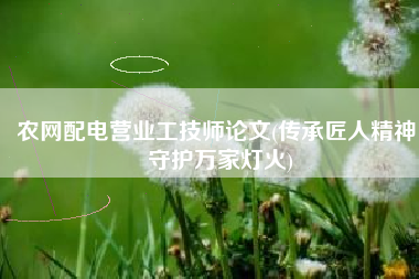 农网配电营业工技师论文(传承匠人精神，守护万家灯火)