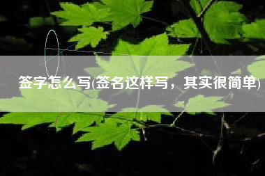 签字怎么写(签名这样写，其实很简单)