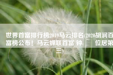 世界首富排行榜2019马云排名(2020胡润百富榜公布！马云蝉联首富 钟睒睒位居第三)