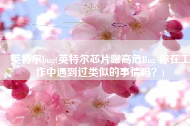 英特尔bug(英特尔芯片曝高危Bug 你在工作中遇到过类似的事情吗？)