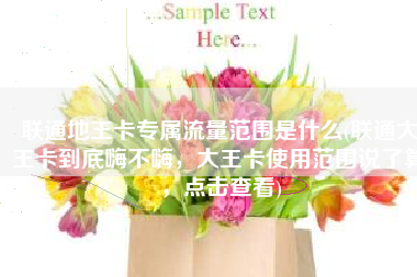 联通地王卡专属流量范围是什么(联通大王卡到底嗨不嗨，大王卡使用范围说了算，点击查看)