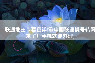 联通地王卡套餐详情(中国联通携号转网来了！手机就能办理)
