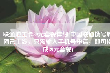 联通地王卡39元套餐详细(中国联通携号转网已上线，只需输入手机号申请，即可换成39元套餐)