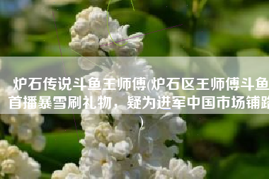 炉石传说斗鱼王师傅(炉石区王师傅斗鱼首播暴雪刷礼物，疑为进军中国市场铺路)