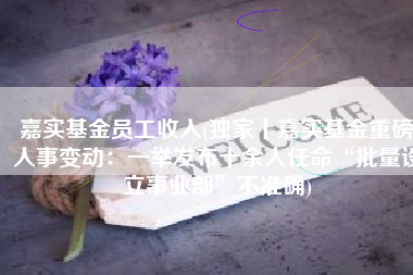 嘉实基金员工收入(独家丨嘉实基金重磅人事变动：一举发布十余人任命“批量设立事业部”不准确)