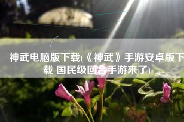 神武电脑版下载(《神武》手游安卓版下载 国民级回合手游来了)