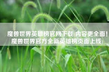 魔兽世界英雄榜官网下载(内容更全面！魔兽世界官方全新英雄榜页面上线)
