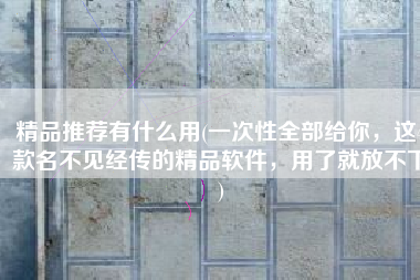精品推荐有什么用(一次性全部给你，这4款名不见经传的精品软件，用了就放不下)