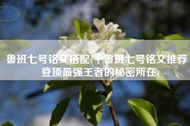 鲁班七号铭文搭配(「鲁班七号铭文推荐」登顶最强王者的秘密所在)