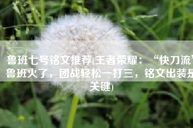 鲁班七号铭文推荐(王者荣耀：“快刀流”鲁班火了，团战轻松一打三，铭文出装是关键)