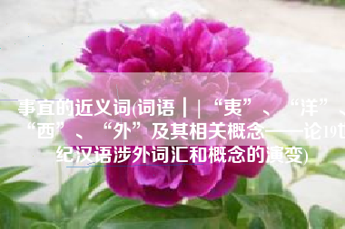 事宜的近义词(词语｜|“夷”、“洋”、“西”、“外”及其相关概念——论19世纪汉语涉外词汇和概念的演变)