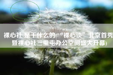 裸心社 是干什么的(“裸心谈”北京首秀 暨裸心社三里屯办公空间盛大开幕)