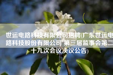 世运电路科技有限公司招聘(广东世运电路科技股份有限公司 第三届监事会第二十九次会议决议公告)