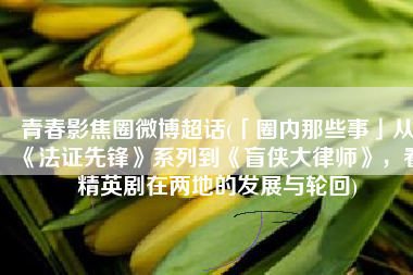 青春影焦圈微博超话(「圈内那些事」从《法证先锋》系列到《盲侠大律师》，看精英剧在两地的发展与轮回)