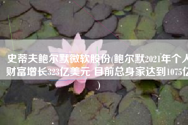 史蒂夫鲍尔默微软股份(鲍尔默2021年个人财富增长323亿美元 目前总身家达到1075亿)