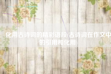 化用古诗词的精彩语段(古诗词在作文中的引用和化用)