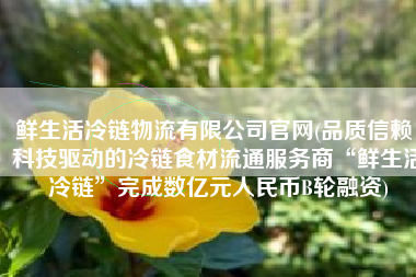 鲜生活冷链物流有限公司官网(品质信赖，科技驱动的冷链食材流通服务商“鲜生活冷链”完成数亿元人民币B轮融资)