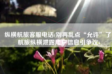 纵横航旅客服电话(别再乱点“允许”了！航旅纵横泄露用户信息引争议)
