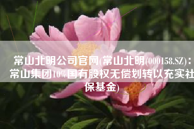 常山北明公司官网(常山北明(000158.SZ)：常山集团10%国有股权无偿划转以充实社保基金)