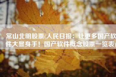 常山北明股票(人民日报：让更多国产软件大显身手！国产软件概念股票一览表)