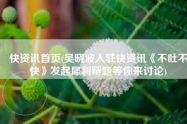 快资讯首页(吴晓波入驻快资讯《不吐不快》发起犀利辩题等你来讨论)
