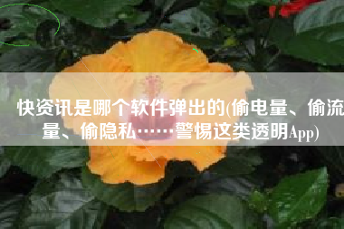 快资讯是哪个软件弹出的(偷电量、偷流量、偷隐私……警惕这类透明App)