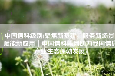 中国信科级别(聚焦新基建，服务新场景，赋能新应用｜中国信科集团助力我国信息产业生态蓬勃发展)