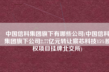 中国信科集团旗下有哪些公司(中国信科集团旗下公司2.77亿元转让宸芯科技15%股权项目挂牌北交所)