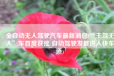 全自动无人驾驶汽车最新消息(“主驾无人”车首度获批 自动驾驶发展进入快车道)