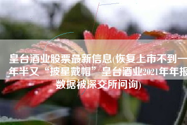 皇台酒业股票最新信息(恢复上市不到一年半又“披星戴帽”皇台酒业2021年年报数据被深交所问询)